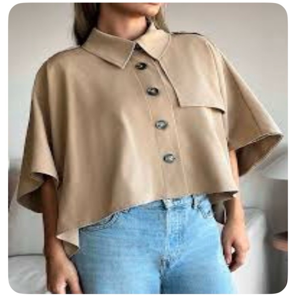 New House of Harlow Cape Style Cropped Trench Jacket - Picture 5 of 14